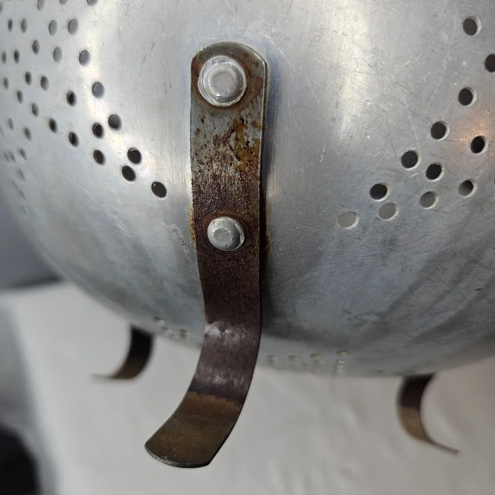 Vtg‎ Aluminum Star Pattern Footed Colander Strainer 9 Inch Silver Farmhouse